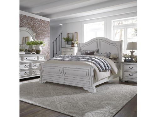 Magnolia Manor King Sleigh Bed, Dresser & Mirror, Chest, Night Stand