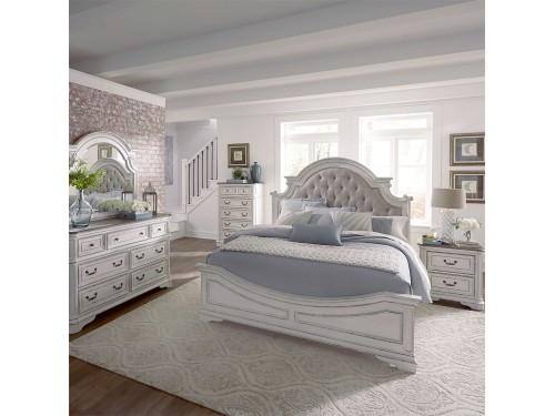 Magnolia Manor Upholstered Bed, Dresser & Mirror, Chest, NS