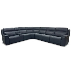 Sawyer Leather Power Reclining Sectional with Power Headrests & Lumbar