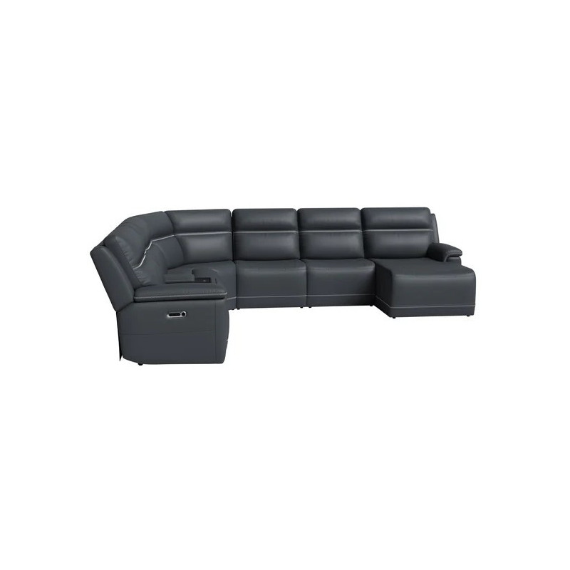Sawyer Leather Power Reclining Sectional with Power Headrests & Lumbar