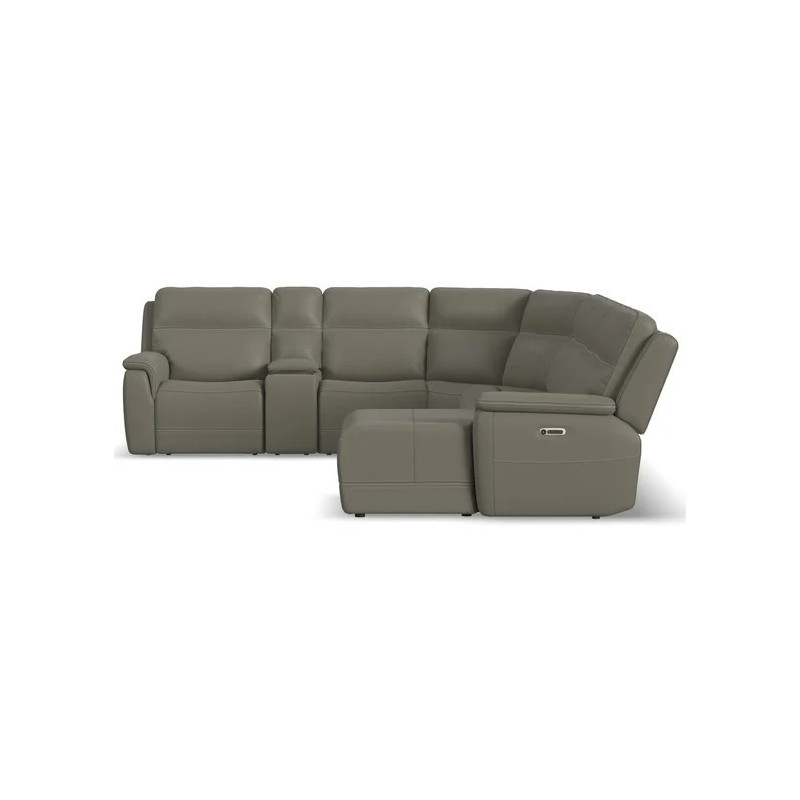 Sawyer Leather Power Reclining Sectional with Power Headrests & Lumbar