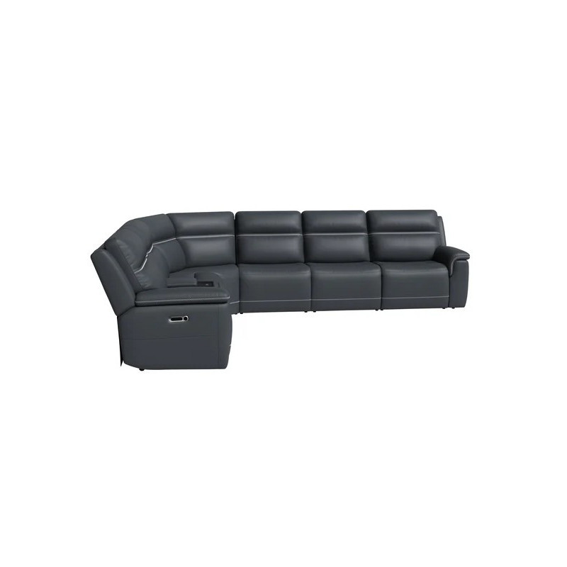 Sawyer Leather Power Reclining Sectional with Power Headrests & Lumbar
