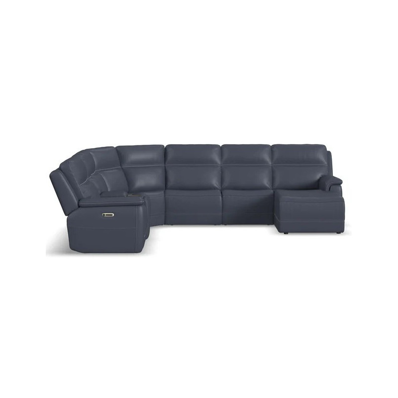 Sawyer Leather Power Reclining Sectional with Power Headrests & Lumbar