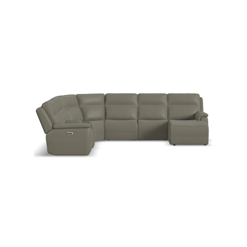 Sawyer Leather Power Reclining Sectional with Power Headrests & Lumbar