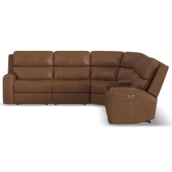 Linden Leather Power Reclining Sectional with Power Headrests & Lumbar