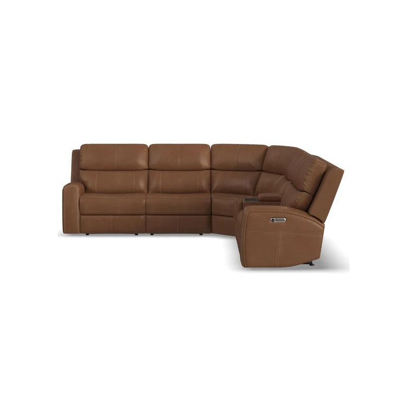 Linden Leather Power Reclining Sectional with Power Headrests & Lumbar