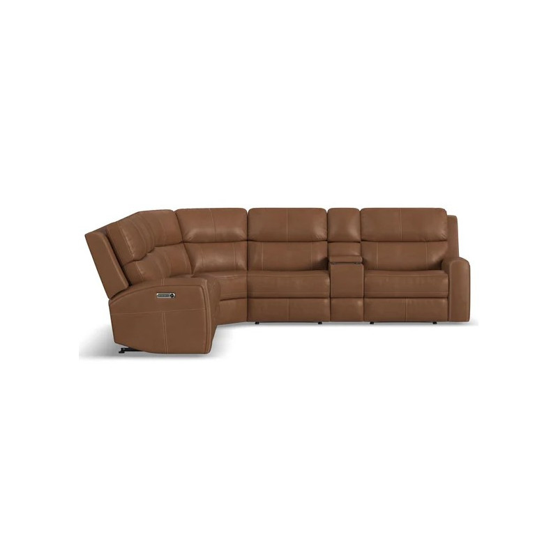 Linden Leather Power Reclining Sectional with Power Headrests & Lumbar